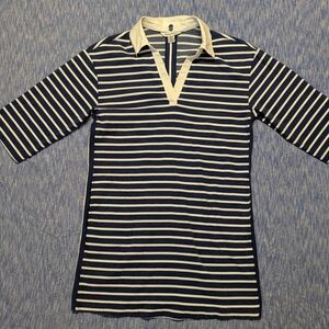 Tommy Bahama Jovanna Striped 3/4 Sleeve Dress, Island Navy Heather, Size Medium